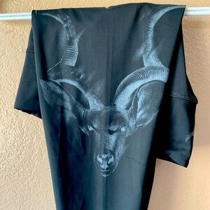 VENOR Black Spiral Horned Antelope Kudo Novelty Print Leggings Size S NWT